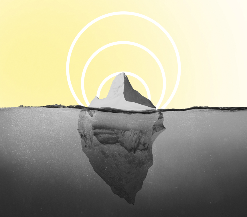 Iceberg illustrating how a logo is only the visible part of a much larger brand